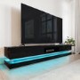 Large Black Gloss TV Stand with Storage & LED Lights - TV's up to 70" - Evoque