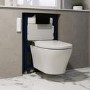Wall Hung Smart Bidet Japanese Toilet with Heated Seat & 820mm Frame Cistern and Black Pneumatic Flush Plate - Purificare