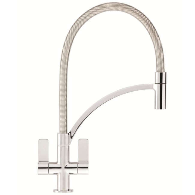 Franke Chrome Twin Lever Pull Out Kitchen Mixer Tap - Wave