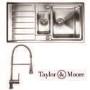 Taylor & Moore Huron Inset reversible Drainer 1.5 Bowl Stainless Steel Sink & Winchester Chrome Tap Pack