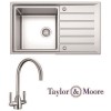 Taylor &amp; Moore Como Inset Reversible Drainer 1.0 Bowl Stainless Steel Sink &amp; Warwick Chrome Tap Pack