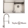 Taylor &amp; Moore Charles Inset Left Hand Drainer 1 Bowl Stainless Steel Sink &amp; Royal Stainless Tap Pack