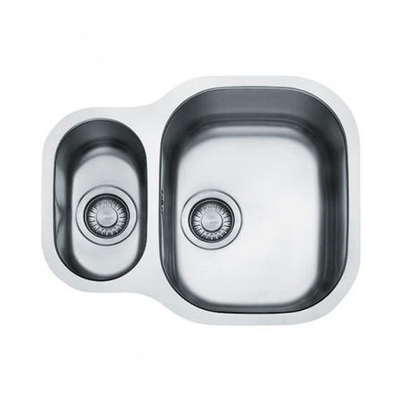 1.5 Bowl Undermount Chrome Stainless Steel Kitchen Sink with Reversible Drainer - Franke Compact