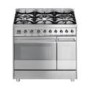 GRADE A2 - Light cosmetic damage - Smeg SY92PX8 Symphony Dual Cavity Pyro 90cm Dual Fuel Range Cooker Stainless Steel