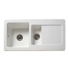 Reginox RL501 Reversible 1.5 Bowl White Ceramic Sink &amp; Genesis Chrome With White Levers Tap Pack