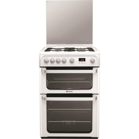GRADE A2 - Light cosmetic damage - Hotpoint HUG61P Ultima 60cm Double Oven Gas Cooker - White