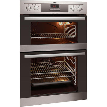 GRADE A2 - Minor Cosmetic Damage - AEG DE4003020M High Quality Electric Built-in Double Oven - Anti-fingerprint Stainless Steel