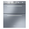 GRADE A2 - Light cosmetic damage - Smeg DUSF44X Cucina 60cm Stainless Steel Double Under Counter Multifunction Oven With New Style Controls