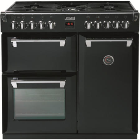 GRADE A3 - Moderate Cosmetic Damage - Stoves Richmond 900DFT 90cm Dual Fuel Range Cooker - Black