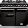 Falcon 98460 1000 Deluxe Dual Fuel Range Cooker - Black And Chrome Trim - Gloss Pan Stands