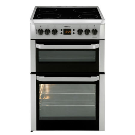Beko BDVC667S Double Oven 60cm Electric Cooker with Programmable Timer - Silver