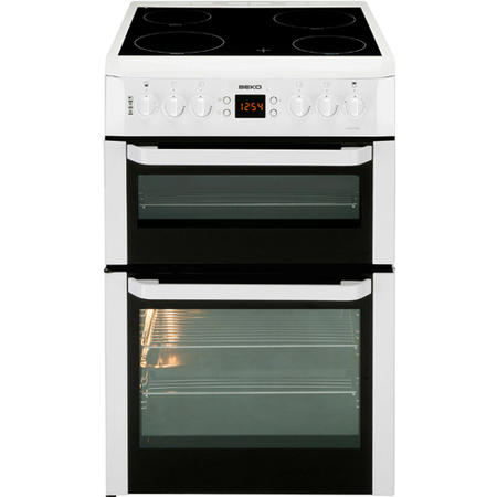 GRADE A1 - Beko BDVC667W Double Oven 60cm Electric Cooker with Programmable Timer White