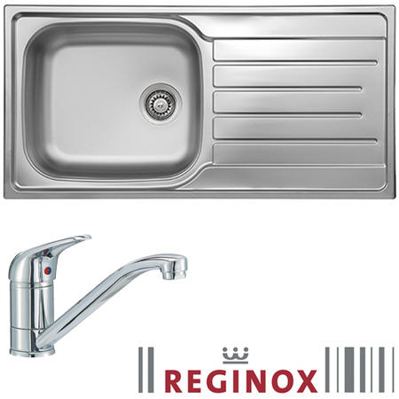 Reginox Daytona Reversible 1 Bowl Stainless Steel Sink & Miami Chrome Tap Pack