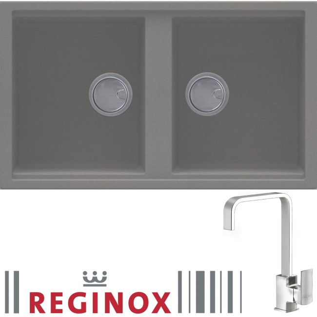 Reginox BEST450 2 Bowl Titanium Regi-Granite Composite Sink & Astoria Chrome Tap Pack
