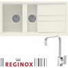 Reginox BEST475C/ASTORIA BEST475 Reversible 1.5 Bowl Cream Regi-Granite Composite Sink &amp; Astoria Chrome Tap Pack