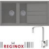 Reginox BEST475TT/ASTORIA BEST475 Reversible 1.5 Bowl Titanium Regi-Granite Composite Sink &amp; Astoria Chrome Tap Pack