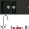Reginox EGO475B/THAMES EGO475 Reversible 1.5 Bowl Black Regi-Granite Composite Sink &amp; Thames Chrome Tap Pack