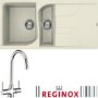 Reginox EGO475C/THAMES EGO475 Reversible 1.5 Bowl Black Regi-Granite Composite Sink & Thames Chrome Tap Pack