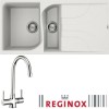 Reginox EGO475W/THAMES EGO475 Reversible 1.5 Bowl White Regi-Granite Composite Sink &amp; Thames Chrome Tap Pack