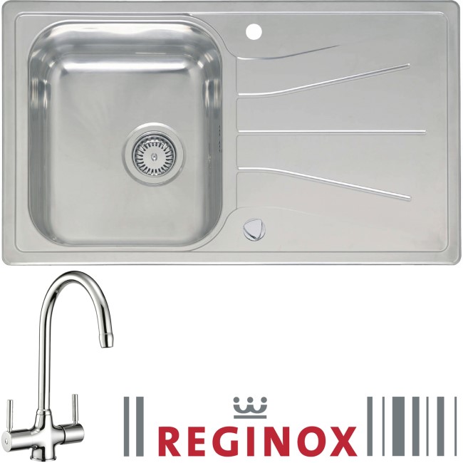 Reginox DIPLOMAT10ECO/THAMES Diplomat 10 Reversible 1 Bowl Stainless Steel Sink & Thames Chrome Tap Pack