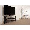 SKALA CORNER Minimalist curved sided corner placement AV furniture - Satin Black with Smoked Glass