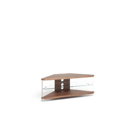 AIR CORNER Slim light weight appearance open-fronted AV furniture - Walnut Veneer with Clear Glass