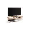 Techlink Prisma PR130SWLO Satin White Base and Side with a Light Oak Top and Shelf cable management 1300mm wide suitable for screens up to 65&quot;