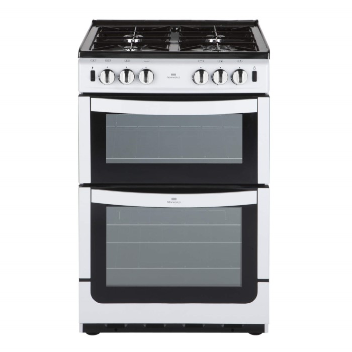 New World NW551GTC 55cm Wide Dual Cavity Gas Cooker In White 444442148