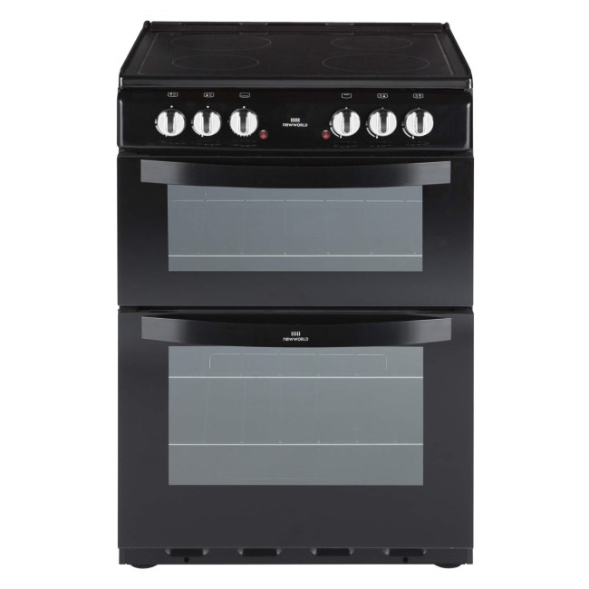 New World NW601EDO 60cm Wide Double Oven Electric Cooker In Black