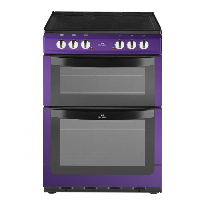 New World NW601EDO 60cm Wide Double Oven Electric Cooker In Metallic Purple
