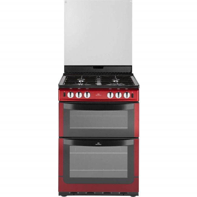 New World NW601GDOL 60cm Wide Double Oven Gas Cooker - Metallic Red
