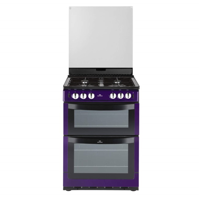 New World NW601GDOL 60cm Wide Double Oven Gas Cooker - Metallic Purple