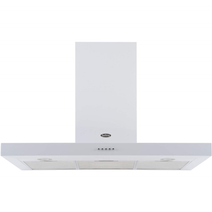 Belling 100 DB FLAT 100cm Wide Chimney Cooker Hood White 444442831