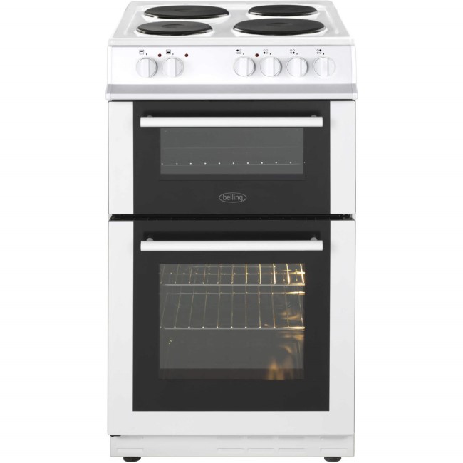 Belling FS50ET 50cm Double Cavity Electric Cooker With Sealed Plate Hob - White