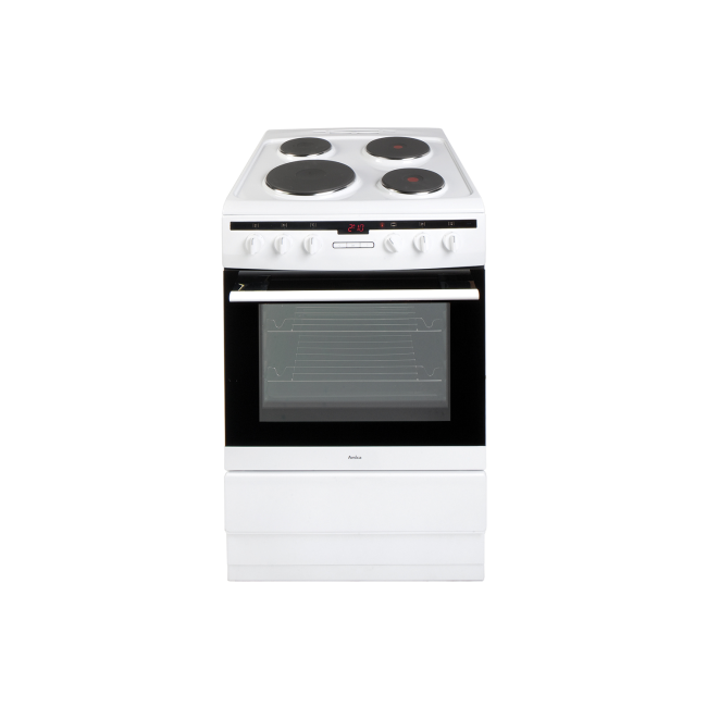 Amica 608EE2TAW 60cm Single Oven Electric Cooker with Solid Hot Plate Hob - White