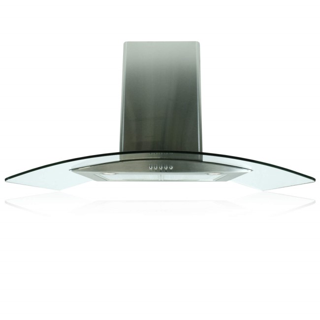 electriQ 90cm Curved Glass Chimney Cooker Hood - Stainless Steel 