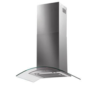 GRADE A3 - Heavy cosmetic damage - Baumatic BT7.3GL Curved Glass 70cm Chimney Cooker Hood Stainless Steel