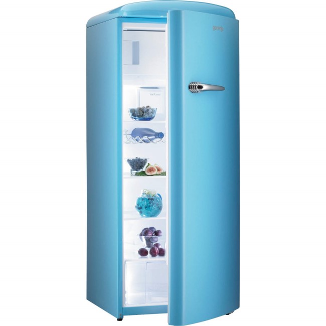 GRADE A1 - As new but box opened - Gorenje RB60299OBL Retro Style Right Hand Hinge Freestanding Fridge With Ice Box Baby Blue