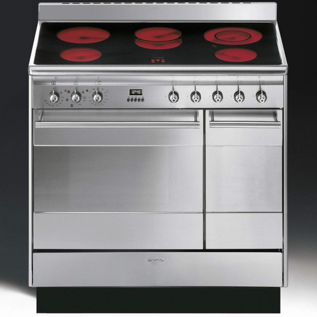 GRADE A2 - Smeg SUK92CMX9 Concert Double Oven 90cm Electric Range Cooker With Ceramic Hob - Stainless Steel