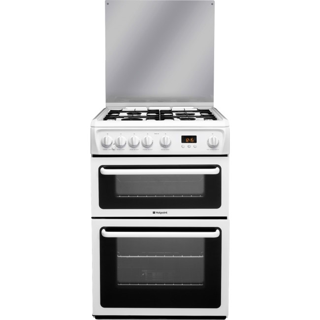 Hotpoint 60cm Double Oven Gas Cooker with Lid - White