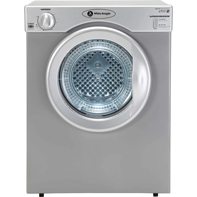 White Knight C38AS 3kg Compact Vented Tumble Dryer Silver