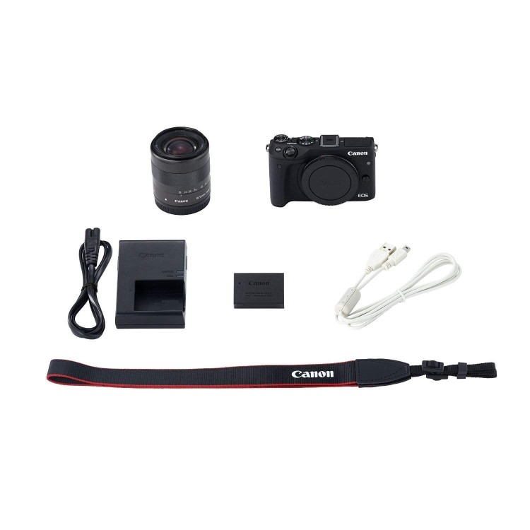Canon EOS M3 Camera Kit EF-M 18-55mm Lens  Cover  Strap  EH27-CJ Jacket 16GB SD