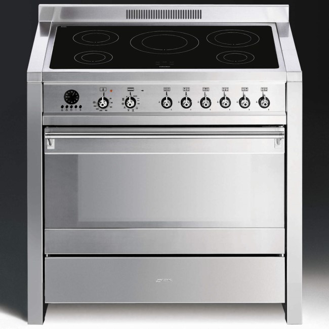 GRADE A2 - Light cosmetic damage - Smeg A1PYID-7 Opera 90cm Electric Range Cooker With Induction Hob - Stainless Steel