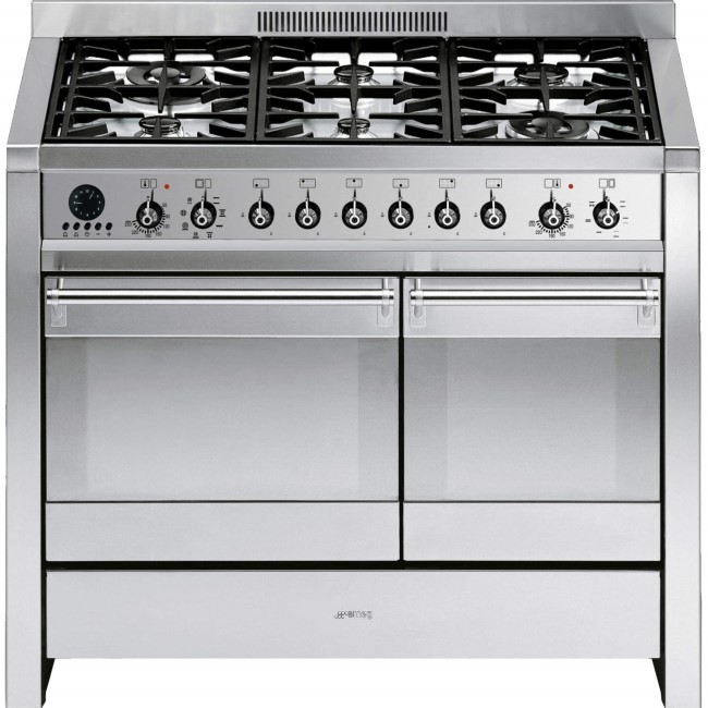 GRADE A3 - Moderate Cosmetic Damage - Smeg Opera 100cm Dual Fuel Range Cooker in Stainless Steel