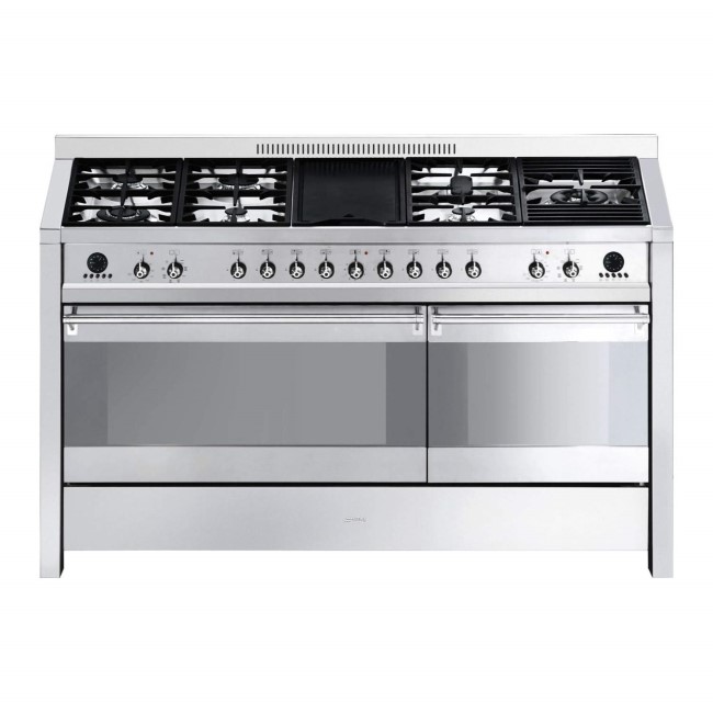 GRADE A2 - Light cosmetic damage - Smeg A5-8 Opera Dual Cavity 150cm Dual Fuel Range Cooker with Electric Griddle - Stainless Steel