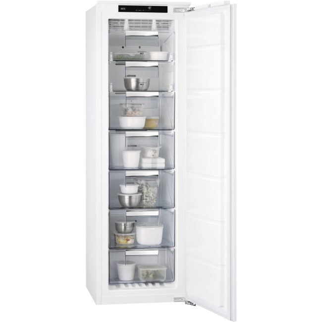 AEG ABB81816NC 56cm Wide Tall Frost Free Integrated Upright In Column Freezer - White