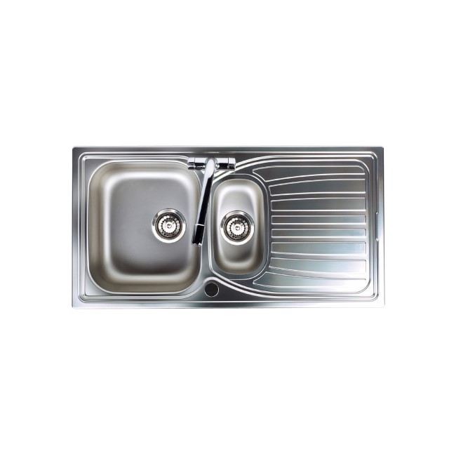GRADE A1 - Astracast AI0951HV Alto 1.5 Bowl Reversible Drainer Satin Polish Stainless Steel Sink Onl