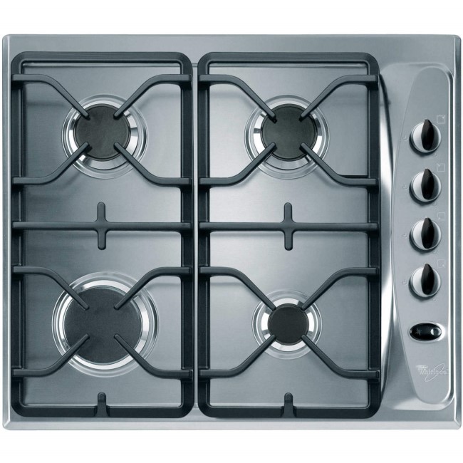 GRADE A3  - Whirlpool AKM274IX Stainless Steel Four Burner 60cm Gas Hob With Cast Iron Pan Stands