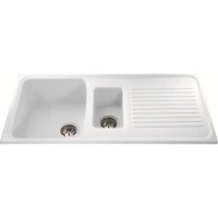 1.5 Bowl White Composite Kitchen Sink with Reversible Drainer - CDA 1.5 Bowl White Composite Kitchen Sink with Reversible Drainer - CDA