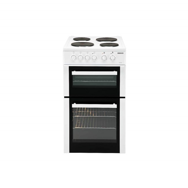 Beko BD532AW 50cm Double Cavity Electric Cooker With Sealed Plate Hob - White
